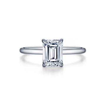 Sterling Silver Emerald Cut Engagement Ring, 2.00 Carat CZ TW